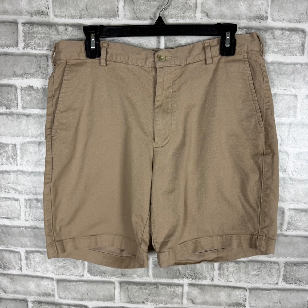 Peter Millar Pilot Twill Mens Khaki Tan Pima Cotton Stretch Chino Shorts Size 33